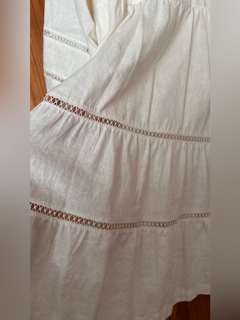 TAYLOR Ivory Tiered Linen Blend Midi Dress – Size 10 – NWT - Picture 4 of 15